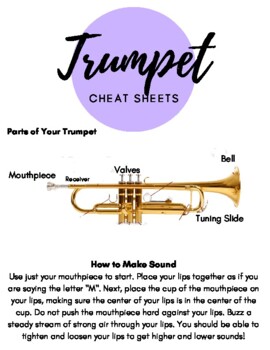 Preview of Trumpet Cheat Sheet, For Beginners!