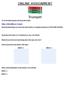 Preview of Trumpet Online Assignment (MUSIC)