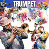 Trumpet Watercolor ClipArt - Clip Art - Commercial use - I