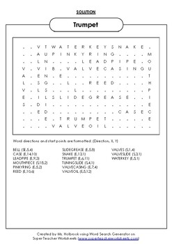 Trumpet Word Search by Music with Chrissy Holbrook TpT