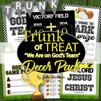 Preview of Trunk or Treat Decor Pack, Sports/We Are on God's Team Theme