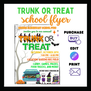 Preview of Trunk or Treat Flyer, editable template