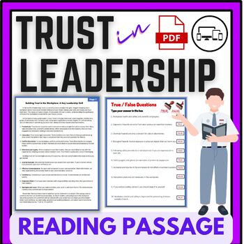 Preview of Trust in Leadership Reading Passage and Comprehension questions - dig and print