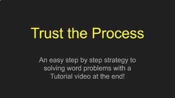 Preview of Trust the Process:  Math Word Problem Solving Strategy 