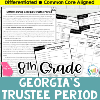 Preview of Trustee Period Settlers in Georgia DIFFERENTIATED Reading (SS8H2,SS8H2c)