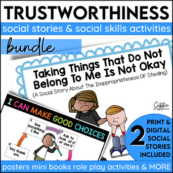 Preview of Social Stories Honesty Stealing Trustworthiness Social Skills Activities Bundle