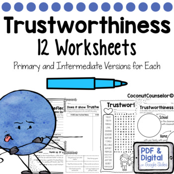 Preview of Trustworthiness Worksheet Set of 12 | Character Counts