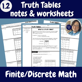 Preview of Truth Tables Notes and Worksheets - Finite/Discrete Math