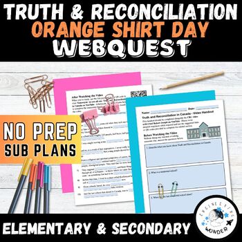 Preview of Truth and Reconciliation Webquest - Orange Shirt Day, Residential Schools