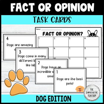 Preview of Truth or Opinion Dog Task Cards