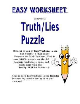 Preview of Truth/Lies Logic Puzzle--Improve critical thinking and logic skills!