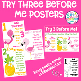 Try Three Before Me Posters (Ask Three) Flamingo Tropical 