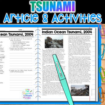 Preview of Tsunami Article and Activity Pages | Natural Disaster | Severe Weather