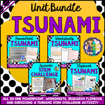 Preview of Tsunami Unit Bundle: PowerPoint, Worksheets, Flipbook, Stem Activity