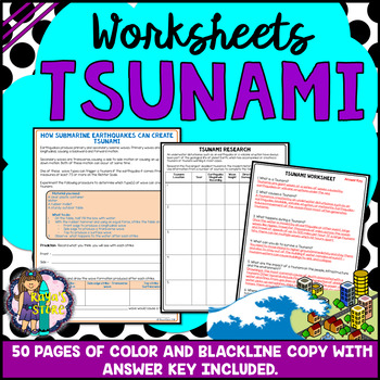 Preview of Tsunami Worksheets with Blackline Copy and Answer Key