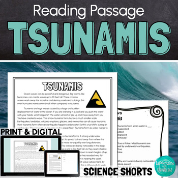 Preview of Tsunamis Reading Comprehension Passage PRINT and DIGITAL