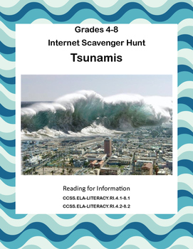 Preview of Tsunamis-Webquest or Internet Scavenger Hunt  Grades 4-8