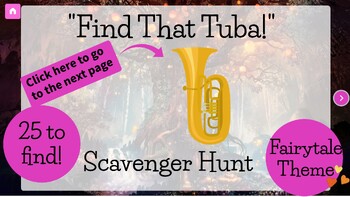 Preview of Tuba- Digital Scavenger Hunt- Fairytale Themed- Online Music Game-Sub Friendly