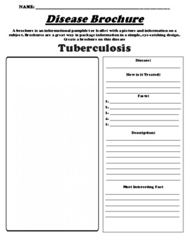 Preview of Tuberculosis "Informational Brochure" Worksheet & WebQuest