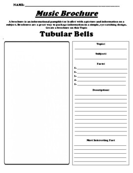 Preview of Tubular Bells "Informational Brochure" Worksheet & WebQuest