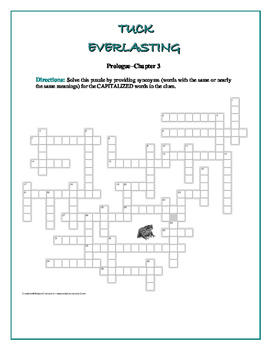 Tuck Everlasting: 6 Vocabulary Crosswords by Sections—Unique!