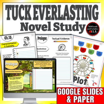 Preview of Tuck Everlasting Novel Study Google Slides and Printable