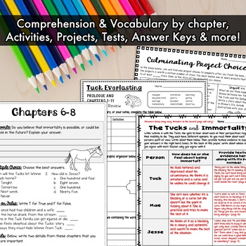 Tuck Everlasting Novel Study Unit: comprehension, vocabulary