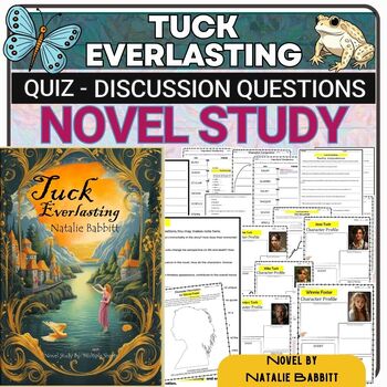 Preview of Tuck Everlasting Novel Study Unit - Comprehension | Quiz, Discussion Prompts...