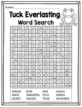 Tuck Everlasting Writing Activity (5 Acrostic Poems) & Word Search too!