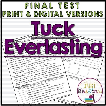 Preview of Tuck Everlasting by Natalie Babbitt Final Test