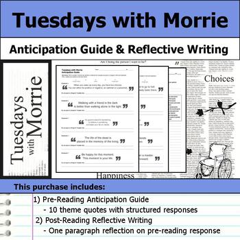 Preview of Tuesdays with Morrie - Anticipation Guide & Reflection