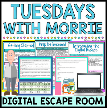 Preview of Tuesdays with Morrie Digital Escape Room Mitch Albom Novel
