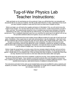 Preview of Tug-of-War Physics Lab