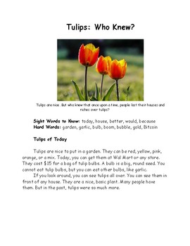 Preview of Tulips: Who Knew? Open Syllables Hi-Lo Passage for Older Readers