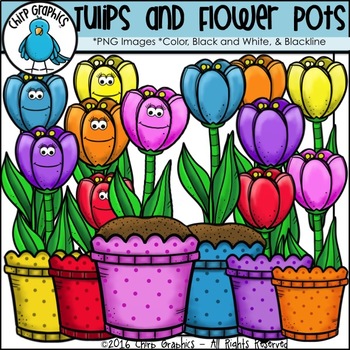 Preview of Tulips and Flower Pots Clip Art Set - Chirp Graphics