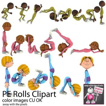 Preview of Tumbling and Rolls PE Fitness Clip Art