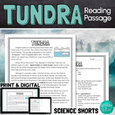 Tundra Biome Reading Comprehension Passage PRINT and DIGITAL