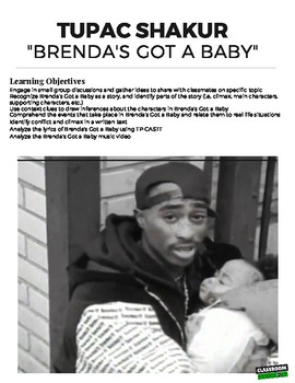 Preview of Tupac Brenda's Got a Baby Close Reading (Distance Learning)