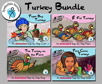 Preview of Turkey Bundle - Animated Step-by-Step Resources -  SymbolStix