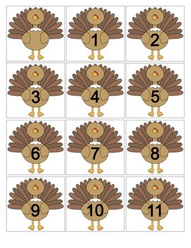 November Turkey Calendar Cards by Ms Bev's Place | TPT