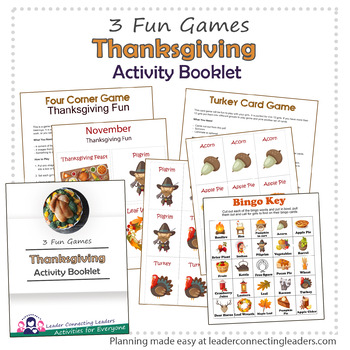 Thanksgiving Bingo, Card and 4 Corner Game Activity Booklet | TpT