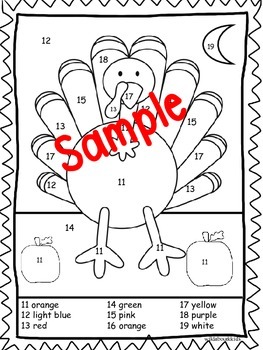 Preview of Turkey Color By Number and Story- Digital for Distance Learning Too