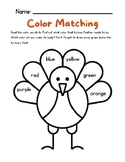 Turkey Color Matching: Preschool, Kindergarten