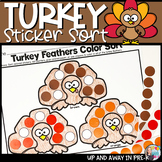 Turkey Color Sorting Activities - Thanksgiving Preschool P
