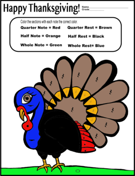 Preview of Turkey Color by Music (Happy Thanksgiving music handout)