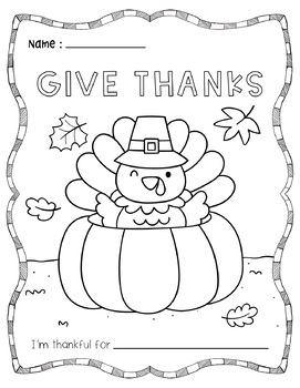 Turkey Coloring Page Pumpkin Thankful Thanksgiving Printables Activity