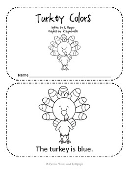 Preview of Turkey Colors Emergent Reader Book