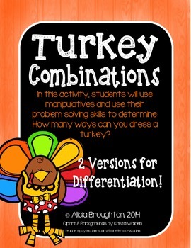 Preview of Turkey Combinations: Problem Solving Activity