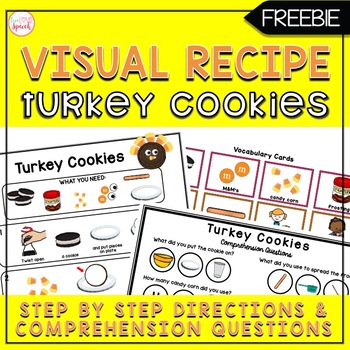 Preview of Turkey Cookies Visual Recipe | FREEBIE | Speech Therapy