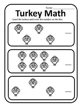 Turkey Counting 1-10 Thanksgiving Counting Turkey Math Worksheet